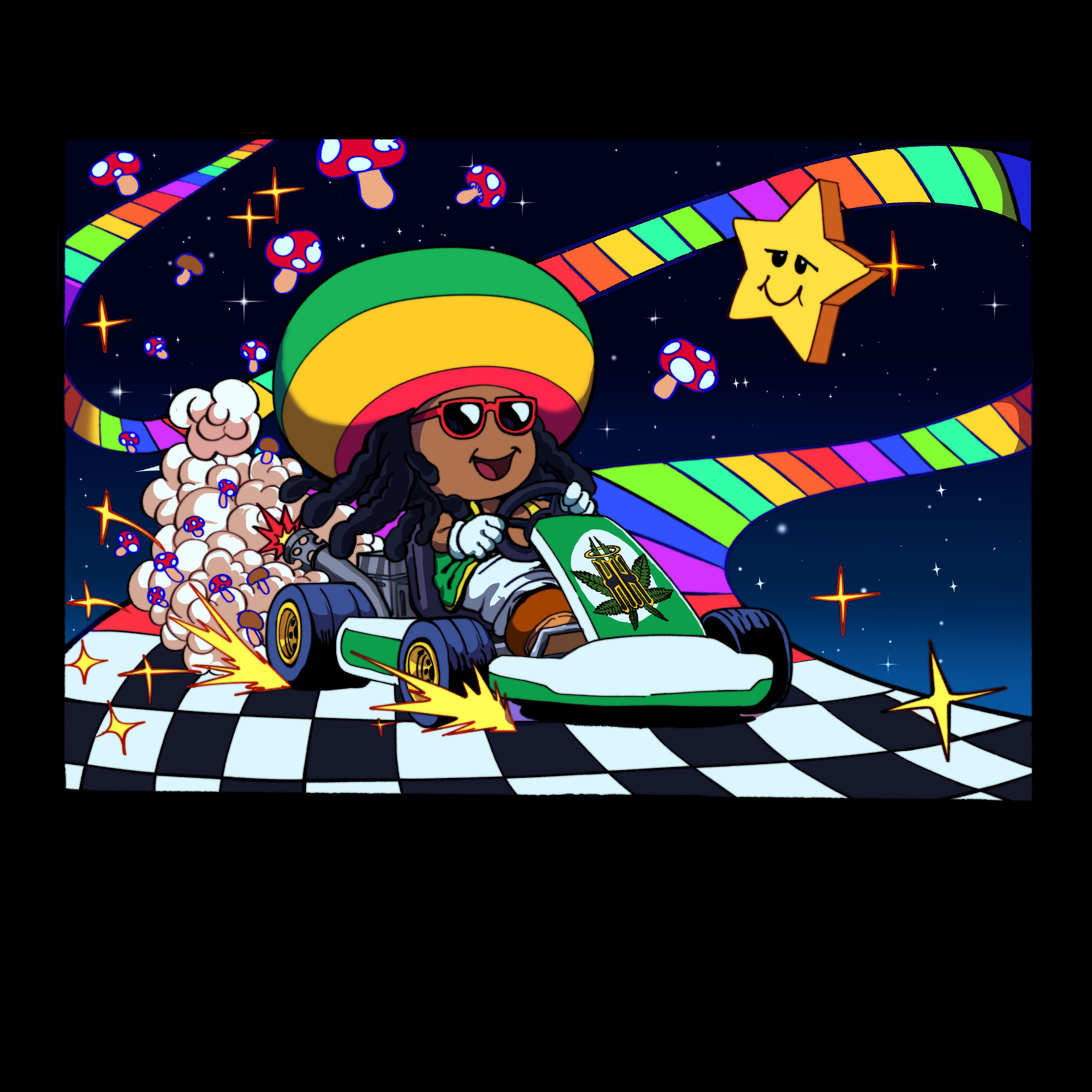 Colorful trippy racing scene